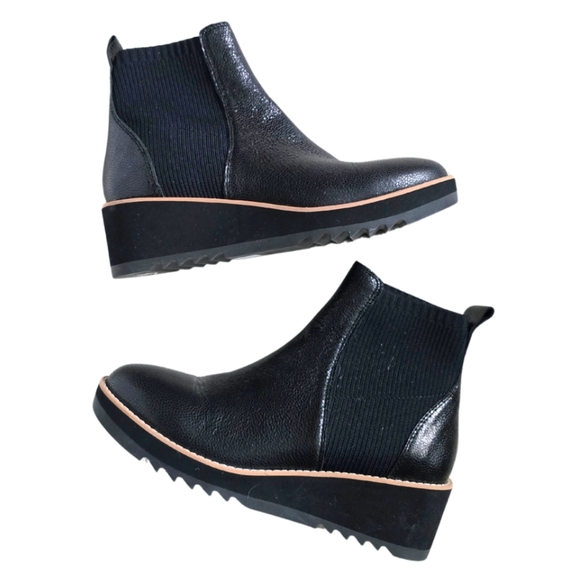 Eileen Fisher Shoes - Eileen Fisher Lilou Pebbled Leather Stretch Knit Bootie Black size 7.5
